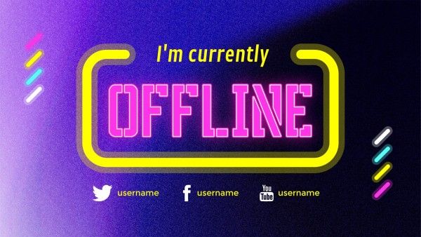 渐变霓虹灯流离线抽搐 Twitch离线横幅